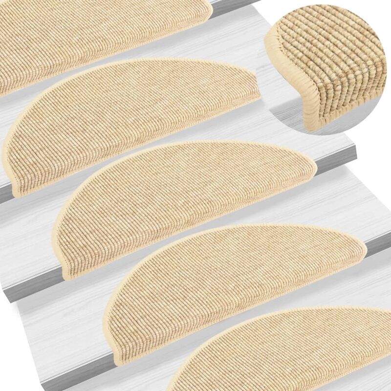 

alfombrilla autoadhesiva escalera sisal 15 uds beige 65x25 cm - Rogal