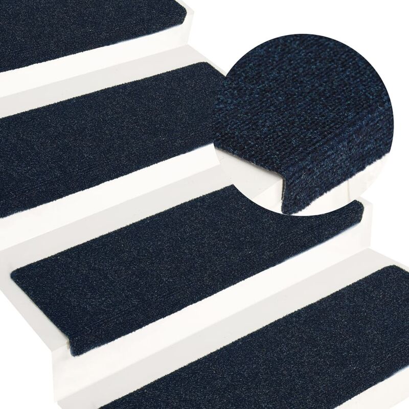 

alfombrilla de escaleras 15 uds tela punzonada azul 65x25 cm - Rogal