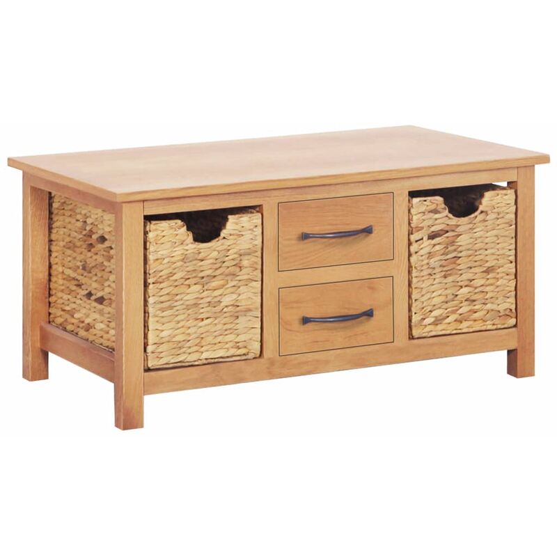 

aparador madera de roble maciza y jacinto de agua 88x53x43 cm - Rogal