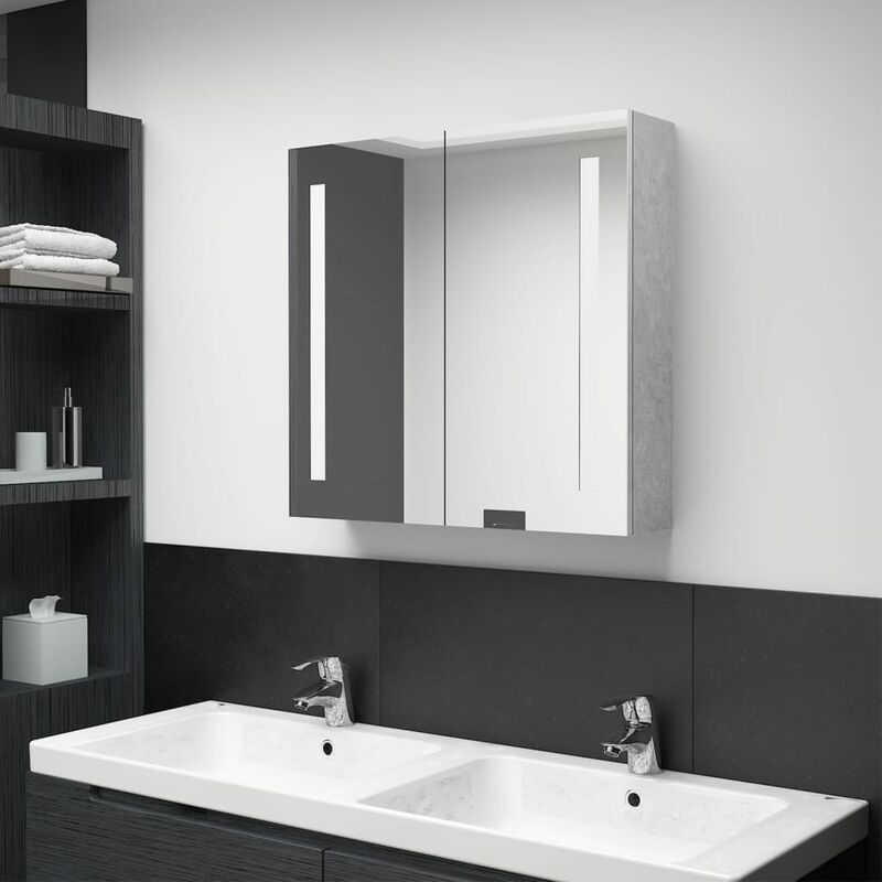 

Rogal - armario de baño con espejo led gris hormigón 62x14x60 cm