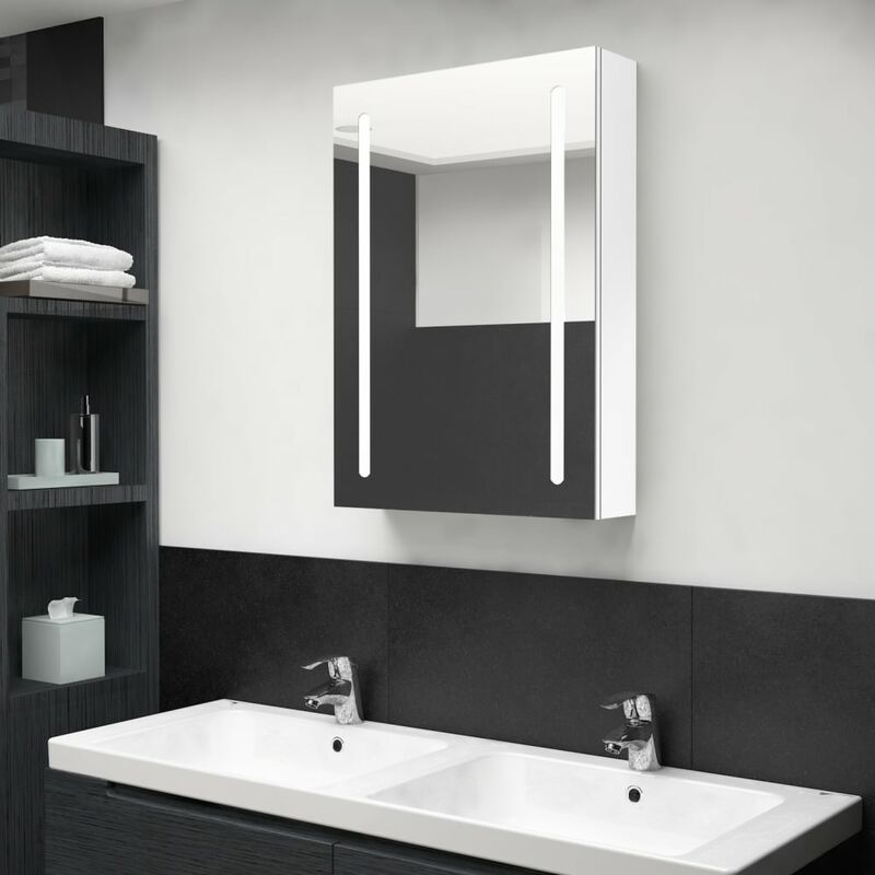 

armario de baño con espejo y led blanco brillante 50x13x70 cm - Rogal