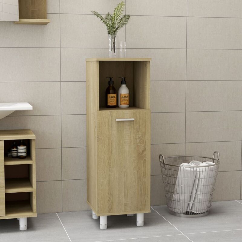 

armario de cuarto de baño aglomerado roble sonoma 30x30x95 cm - Rogal