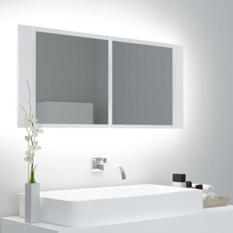 

Rogal - armario espejo de baño con luz led blanco 100x12x45 cm