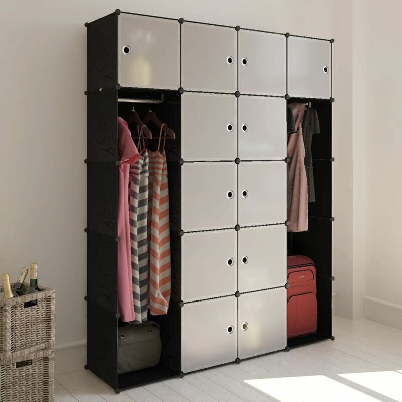 

Rogal - armario modular 14 compartimentos negro y blanco 37x146x180,5cm