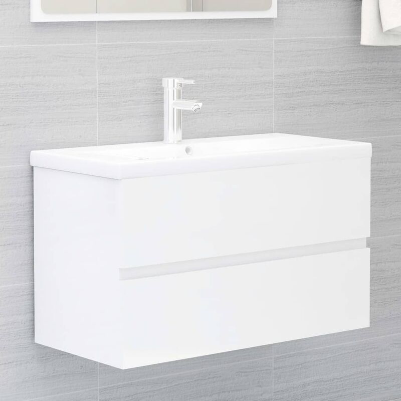 

Rogal - armario para lavabo aglomerado blanco brillante 80x38,5x45 cm