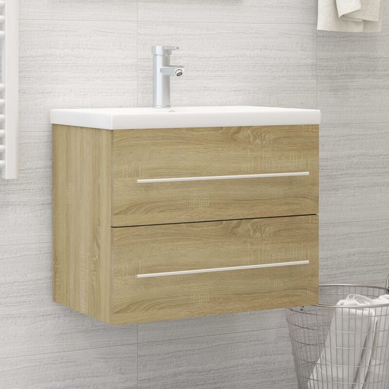 

armario para lavabo aglomerado roble sonoma 60x38,5x48 cm - Rogal