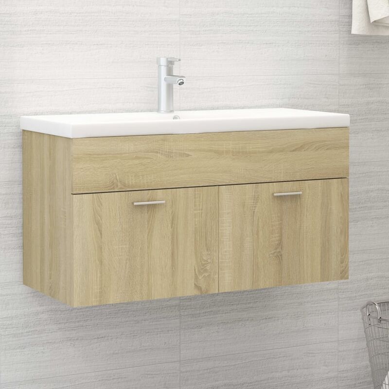 

armario para lavabo aglomerado roble sonoma 90x38,5x46 cm - Rogal