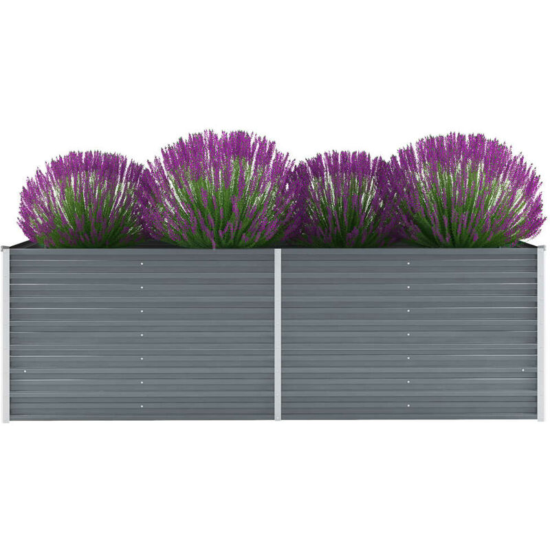 

arriate de jardín de acero galvanizado gris 240x80x77 cm - Rogal