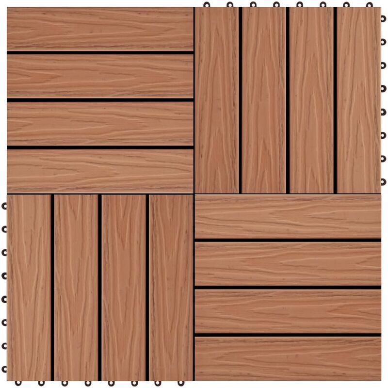 

baldosas porche relieve profundo wpc 1 m² marrón claro 11 uds - Rogal