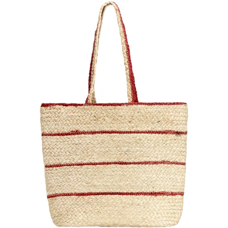 

Rogal bolso shopper hecho a mano de yute natural y rayas rojo óxido Rogal