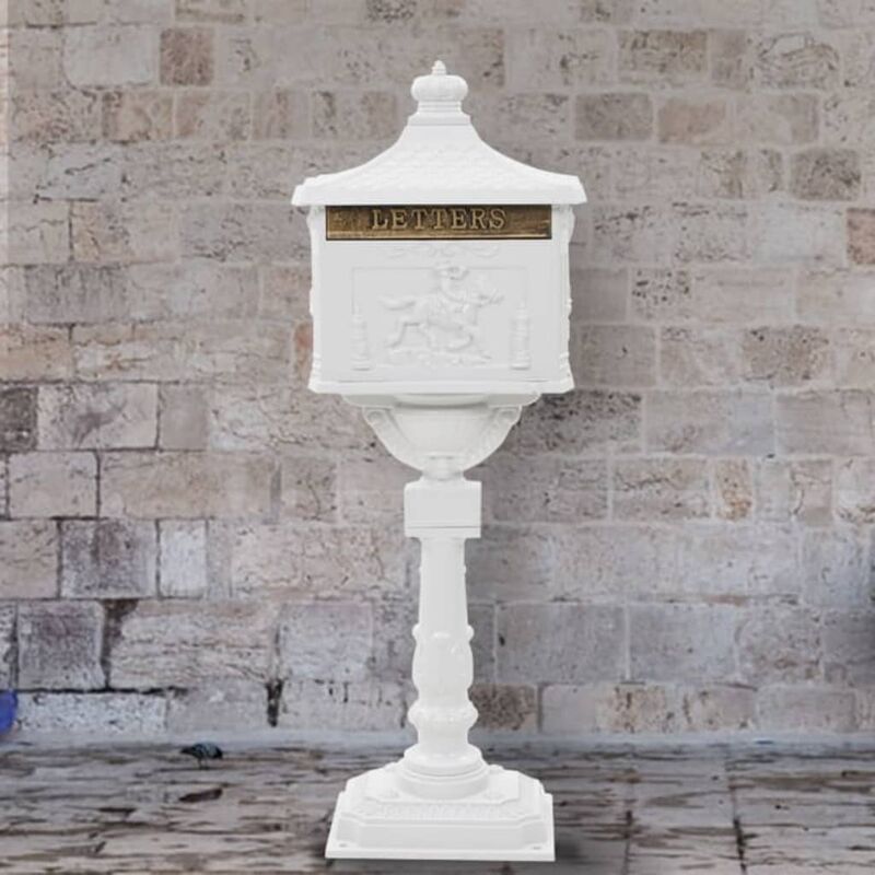 

buzón de pedestal de aluminio estilo vintage inoxidable blanco - Rogal