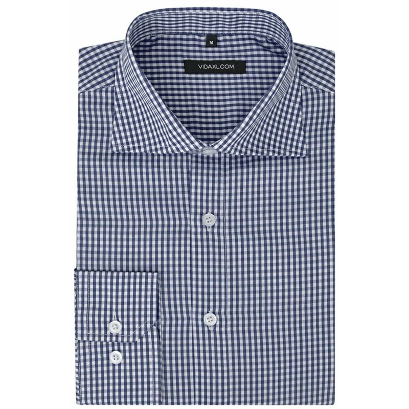 

camisa de vestir de hombre a cuadros blanca y azul marino xl - Rogal