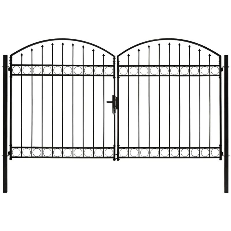 

cancela de valla doble puerta con arco acero negro 300x200 cm - Rogal