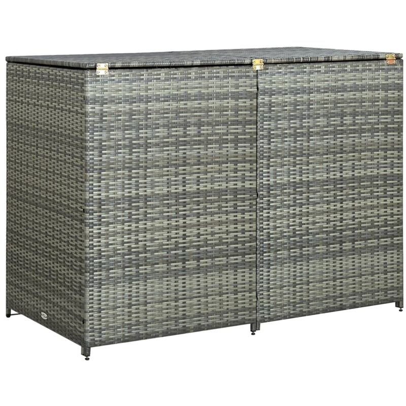 

cobertizo doble para contenedor ratán pe gris 148x77x111 cm - Rogal