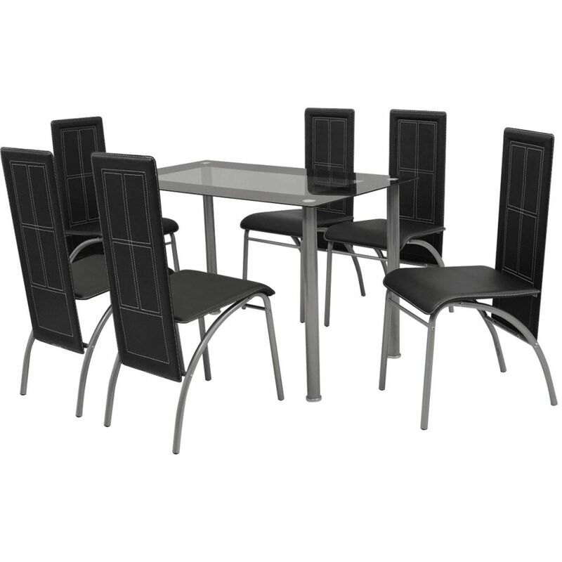 

Rogal conjunto de comedor 1 mesa y 6 sillones siete piezas de color negro Rogal