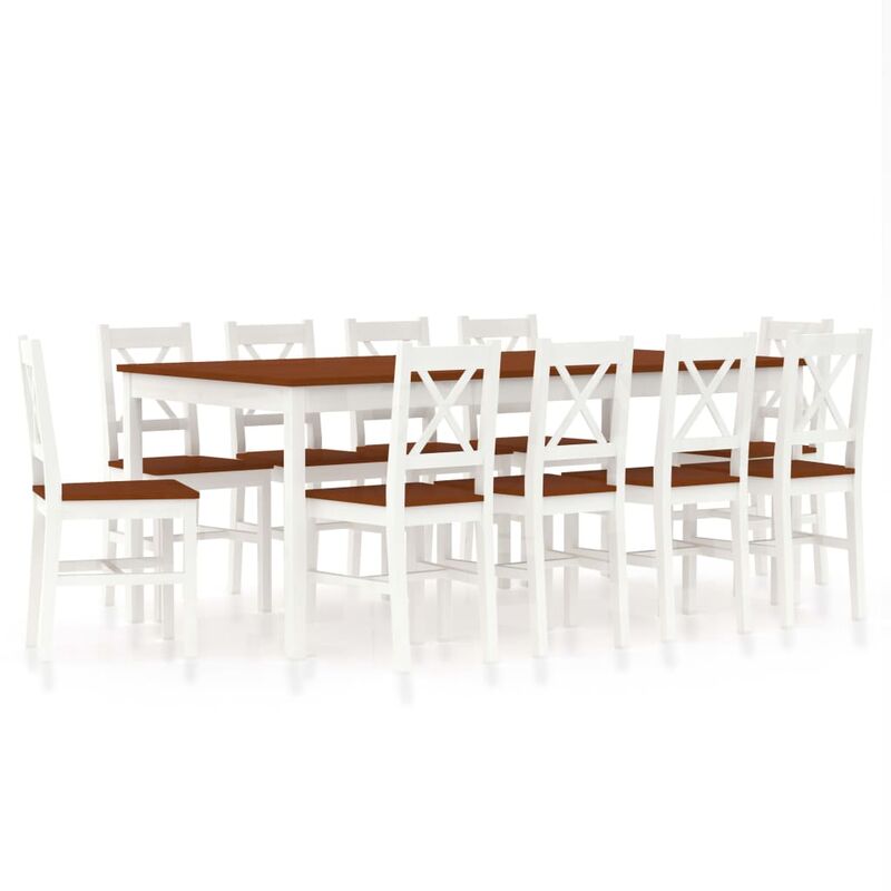 

Rogal - conjunto de comedor 11 piezas madera de pino blanco y marrón