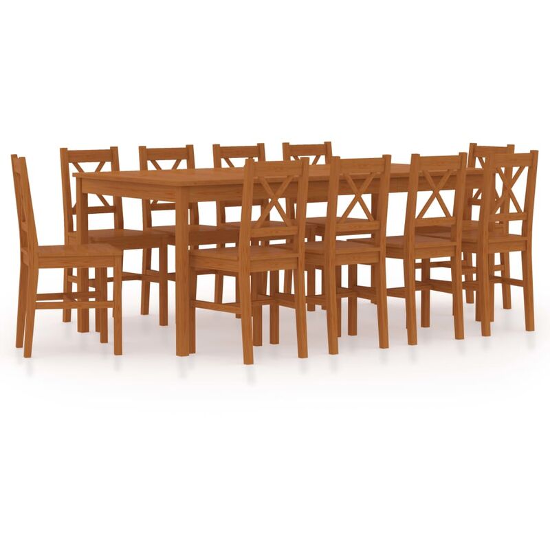 

Rogal - conjunto de comedor 11 piezas madera de pino marrón miel