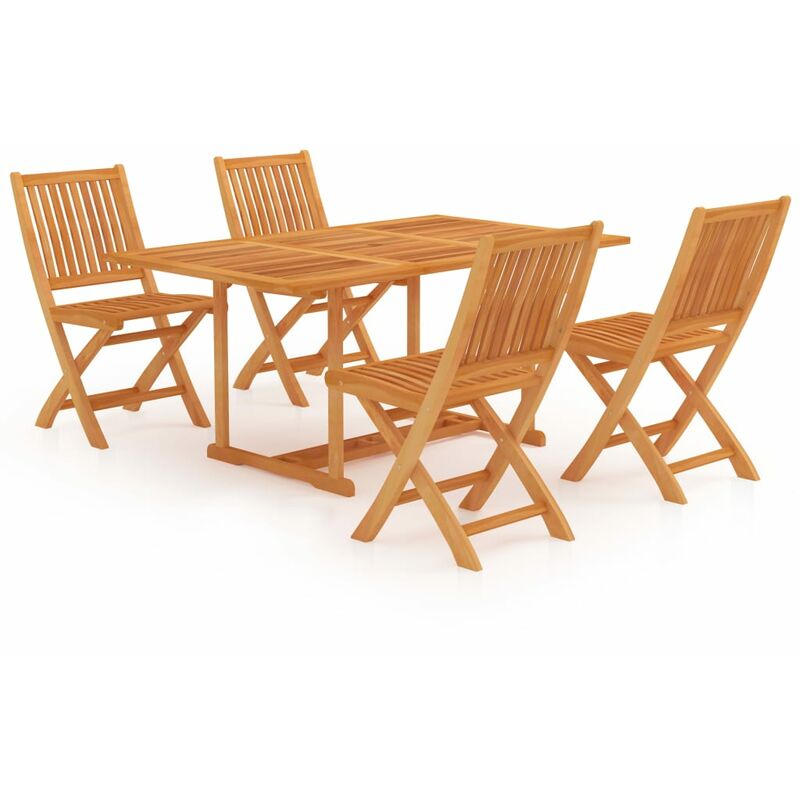 

conjunto de comedor de jardín 5 piezas madera maciza de teca - Rogal