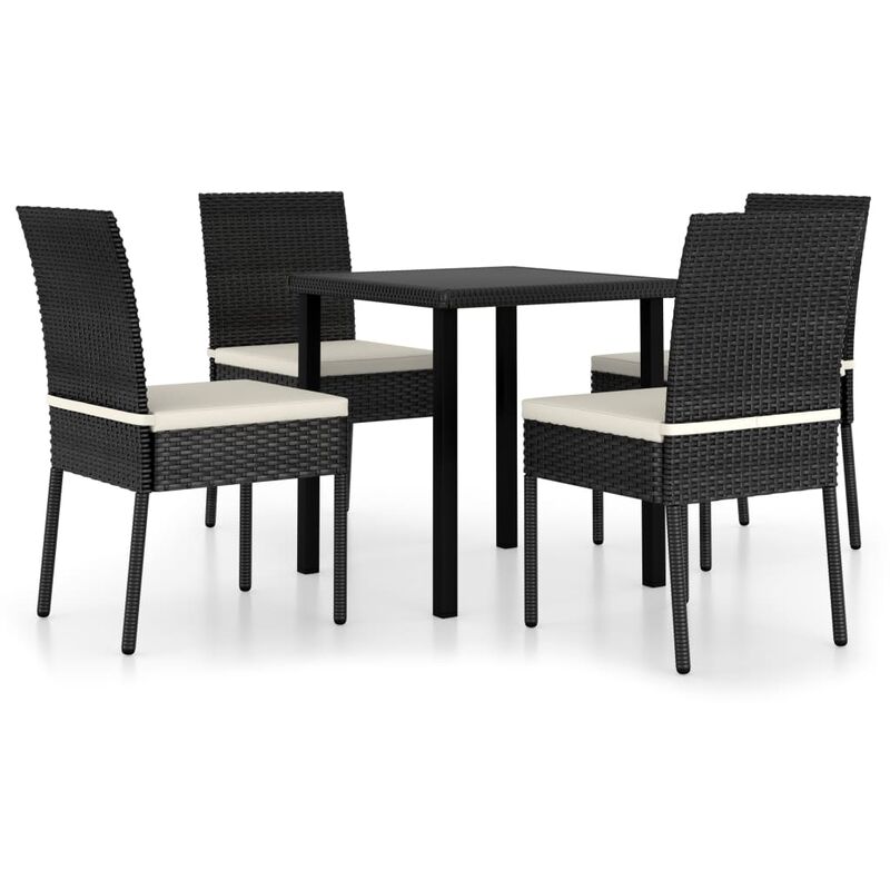 

conjunto de comedor de jardín 5 piezas ratán sintético negro - Rogal