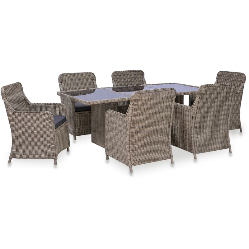 

conjunto de comedor de jardín 7 piezas ratán sintético marrón - Rogal