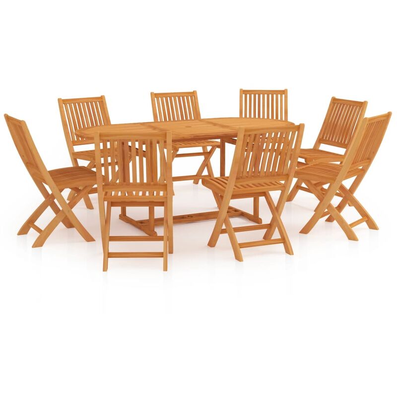 

conjunto de comedor de jardín 9 piezas madera maciza de teca - Rogal