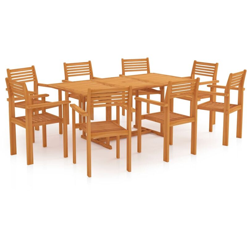 

conjunto de comedor de jardín 9 piezas madera maciza de teca - Rogal