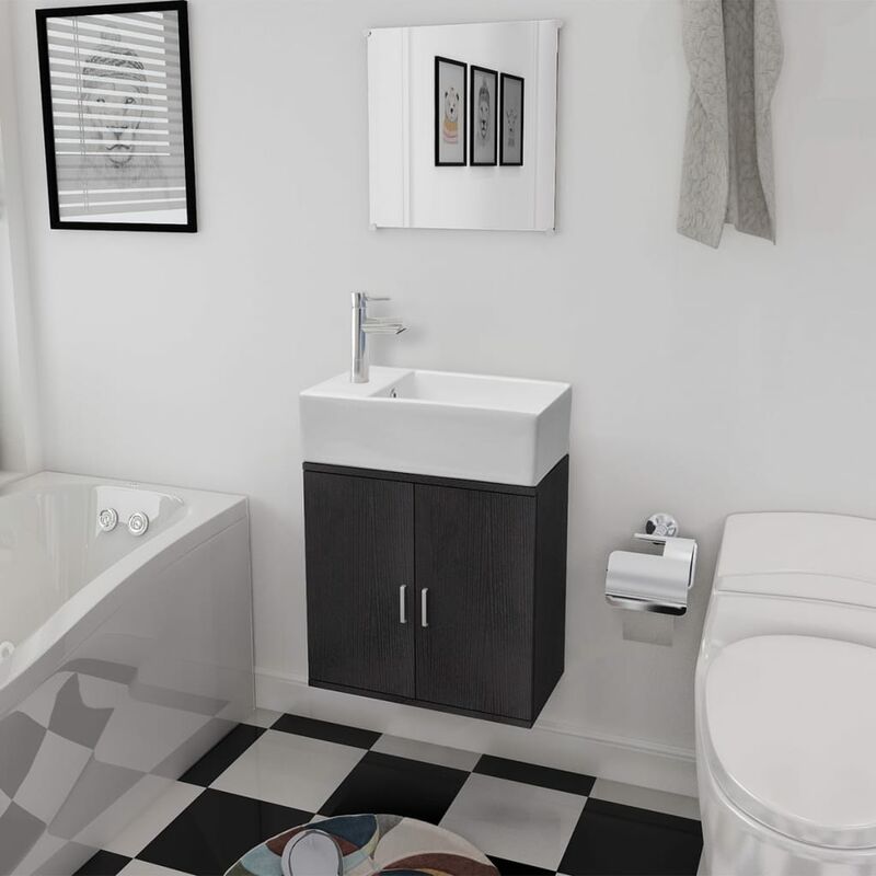 

conjunto de mueble y lavabo negro 3 piezas - Rogal