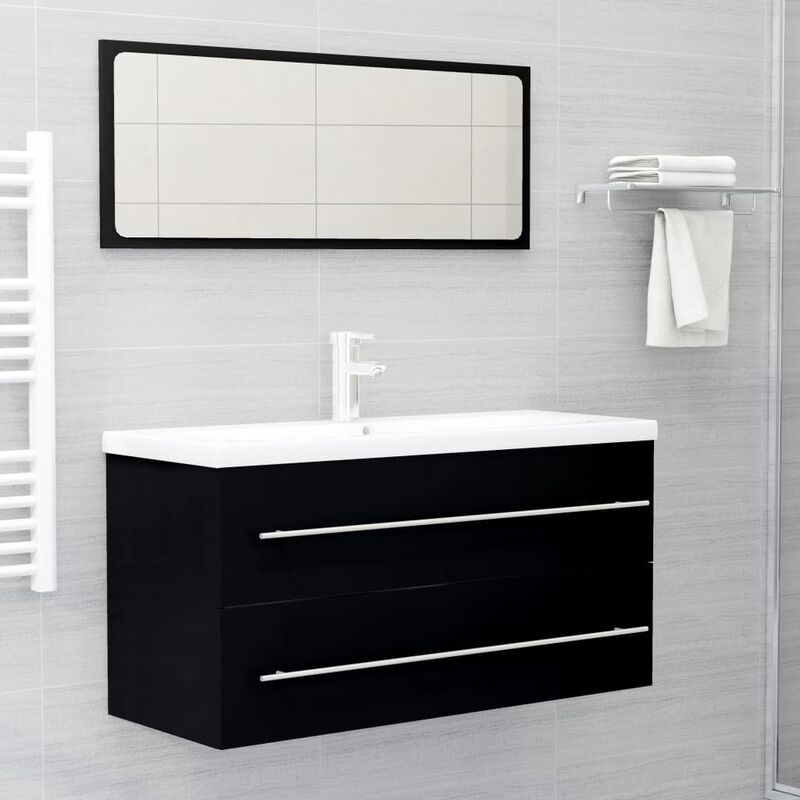 

conjunto de muebles de baño 2 piezas aglomerado negro - Rogal