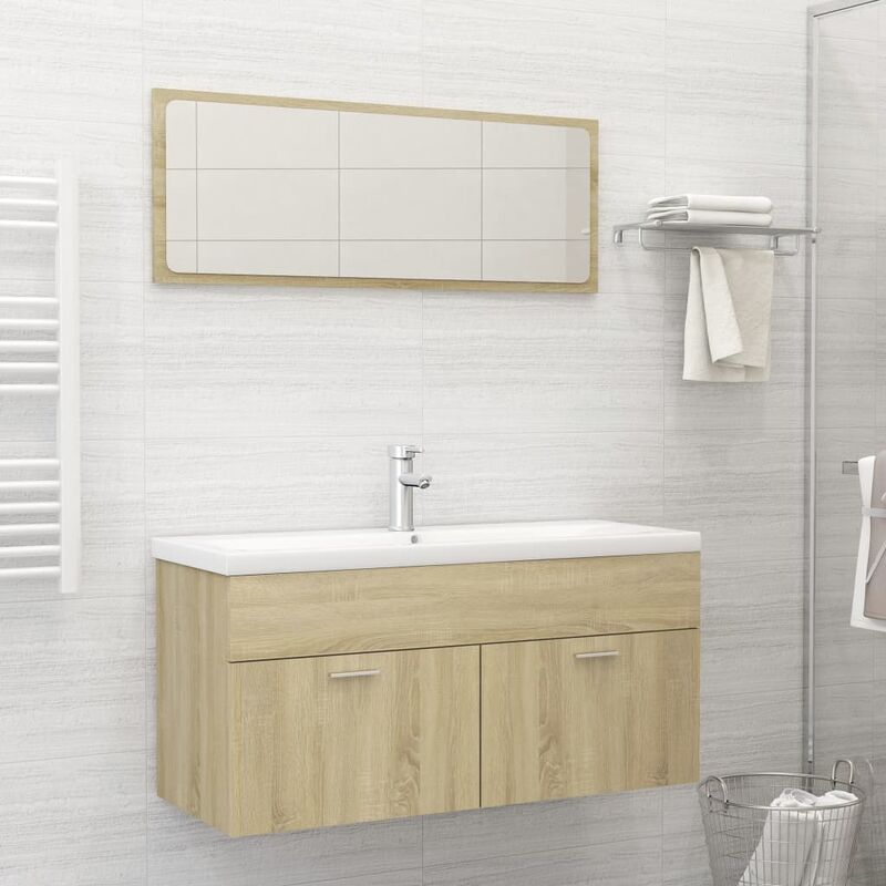 

conjunto de muebles de baño 2 piezas aglomerado roble sonoma - Rogal