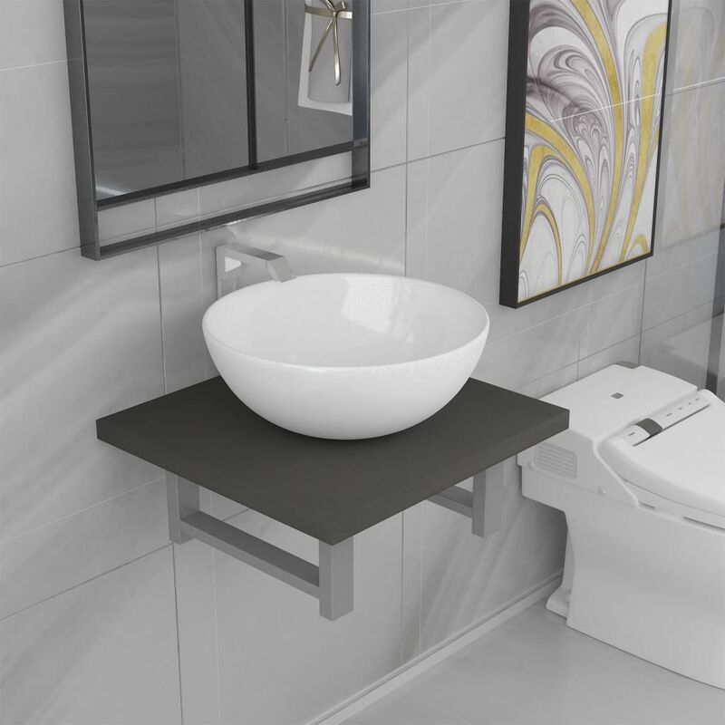 

conjunto de muebles de baño 2 piezas cerámica gris - Rogal