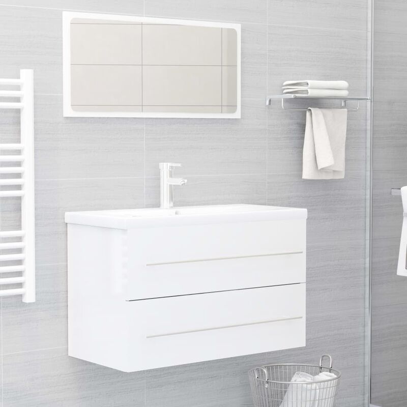 

conjunto de muebles de baño 2 pzas aglomerado blanco brillante - Rogal