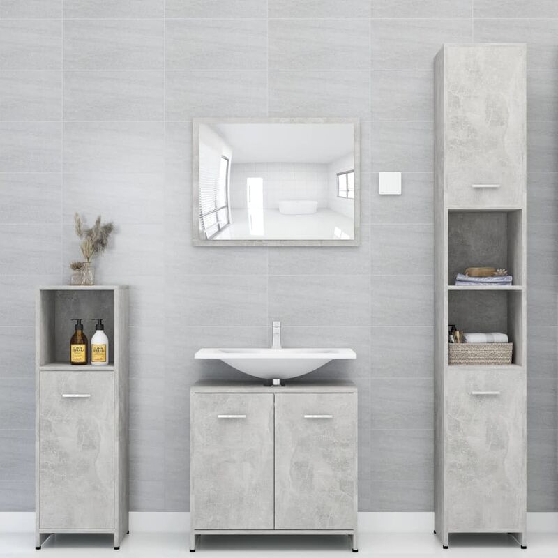 

Rogal conjunto de muebles de baño 4 piezas aglomerado gris hormigón Rogal