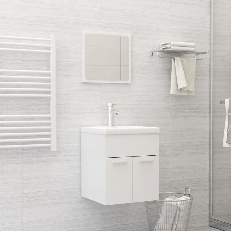 

conjunto de muebles de baño aglomerado blanco brillante - Rogal