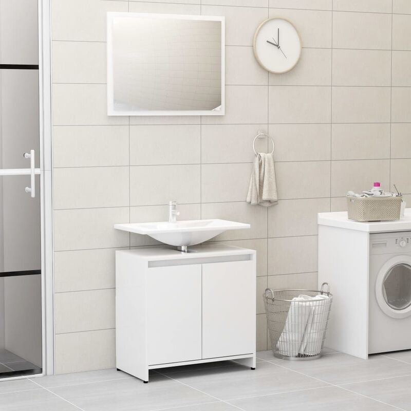 

conjunto de muebles de baño aglomerado blanco brillante - Rogal