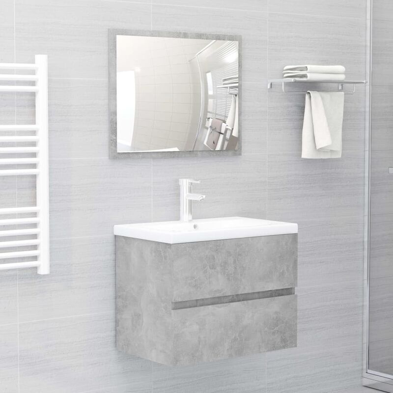 

conjunto de muebles de baño aglomerado gris hormigón - Rogal