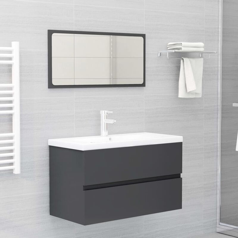 

conjunto de muebles de baño aglomerado gris - Rogal