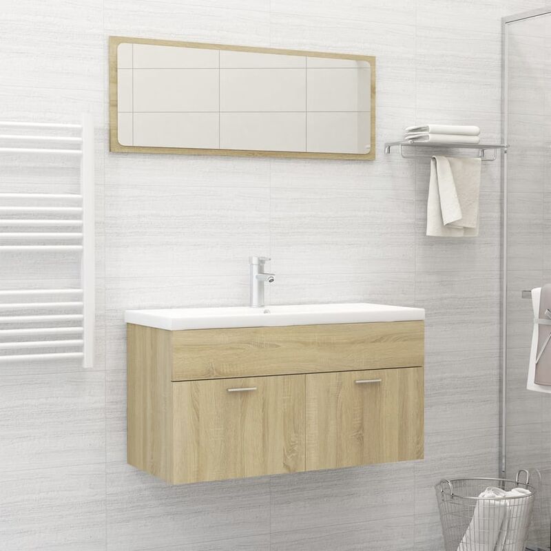 

conjunto de muebles de baño aglomerado roble sonoma - Rogal