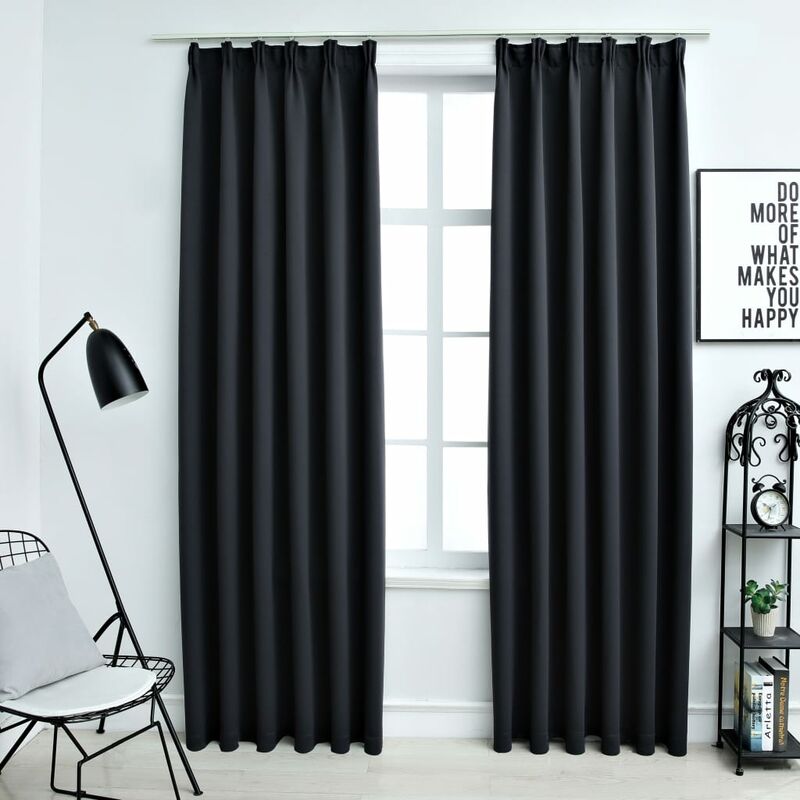 

cortinas opacas con ganchos 2 piezas negro 140x175 cm - Rogal