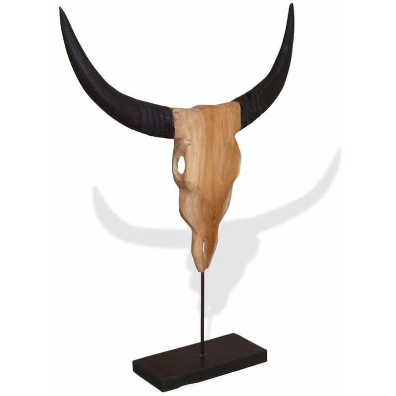 

Rogal escultura de cráneo de toro de madera de teca 66x15x88 cm Rogal