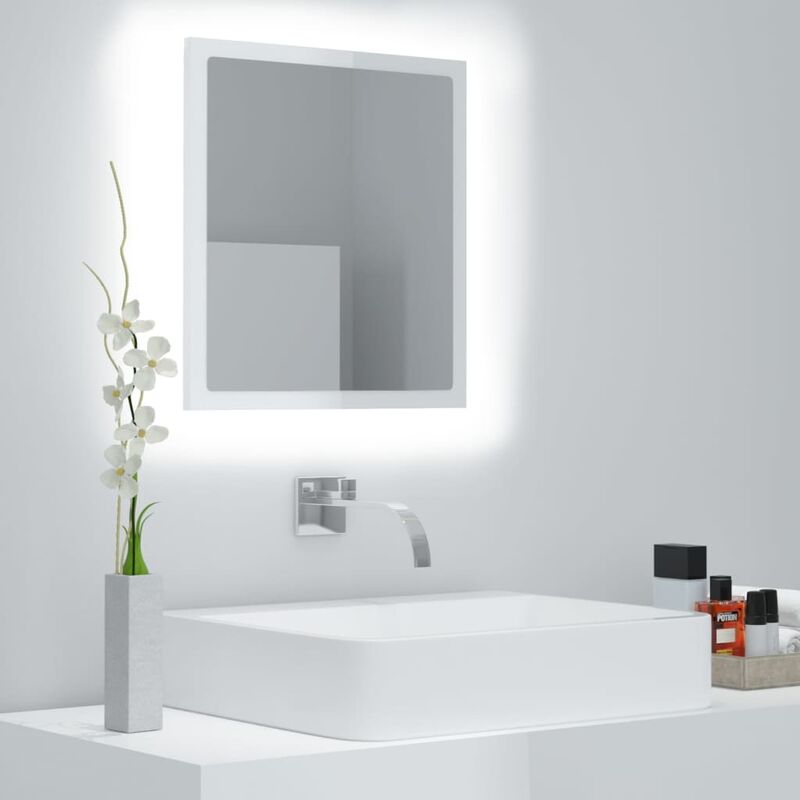 

espejo de baño con led aglomerado blanco brillante 40x8,5x37 cm - Rogal