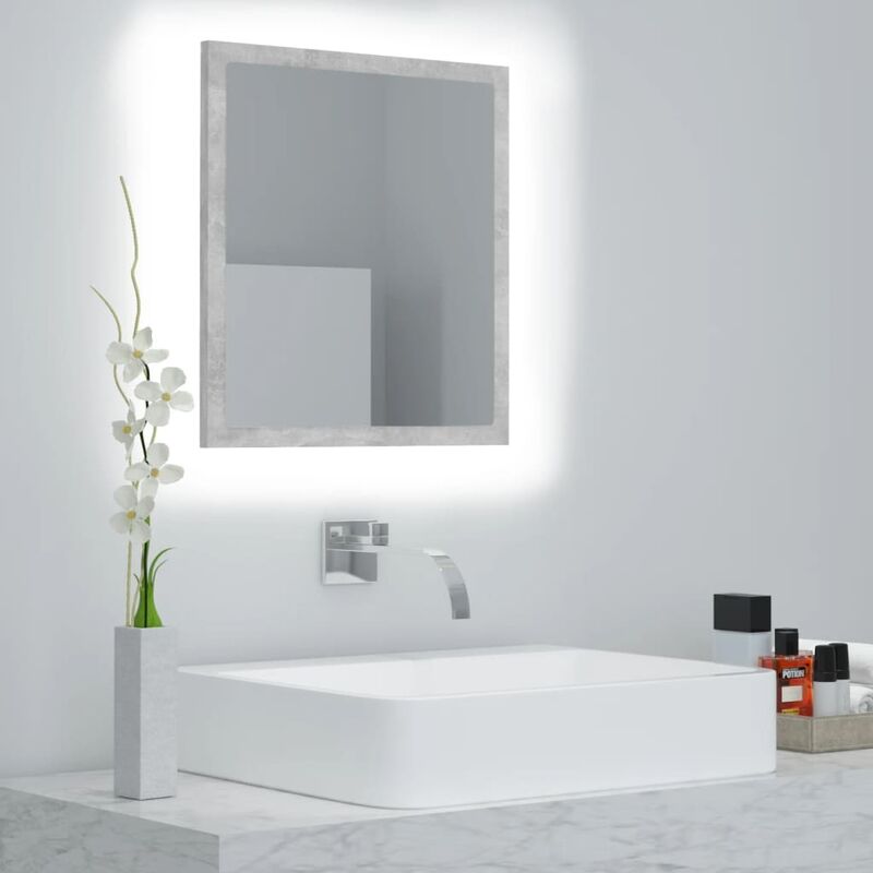 

espejo de baño con led aglomerado gris hormigón 40x8,5x37 cm - Rogal