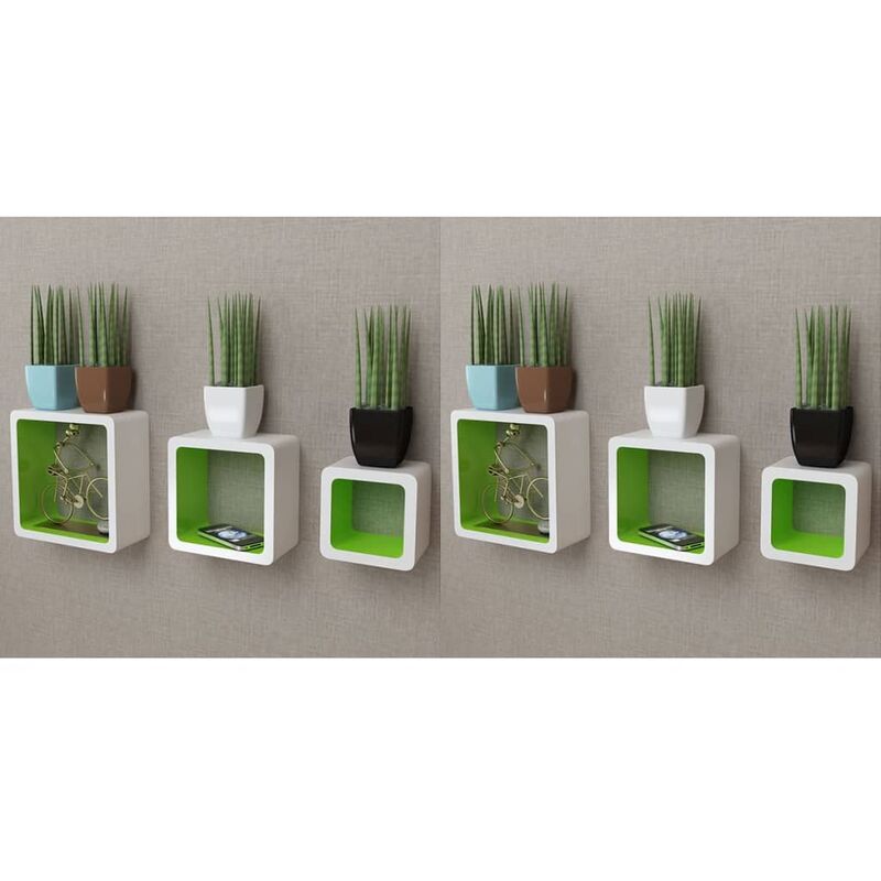 

estanterías de cubos para pared 6 unidades blanco y verde - Rogal