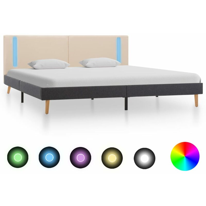 

estructura cama con led tela color crema gris oscuro 180x200 cm - Rogal