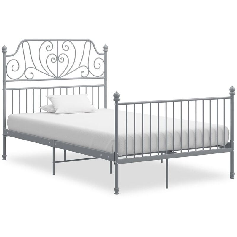 

estructura cama metal y madera contrachapada gris 120x200 cm - Rogal