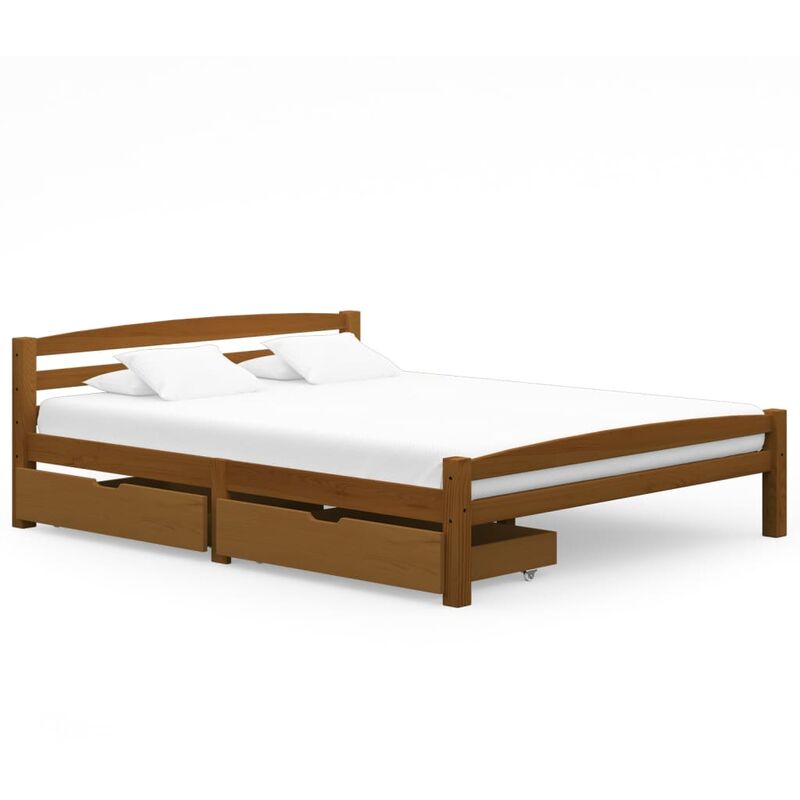 

estructura de cama con 2 cajones pino marrón miel 160x200 cm - Rogal