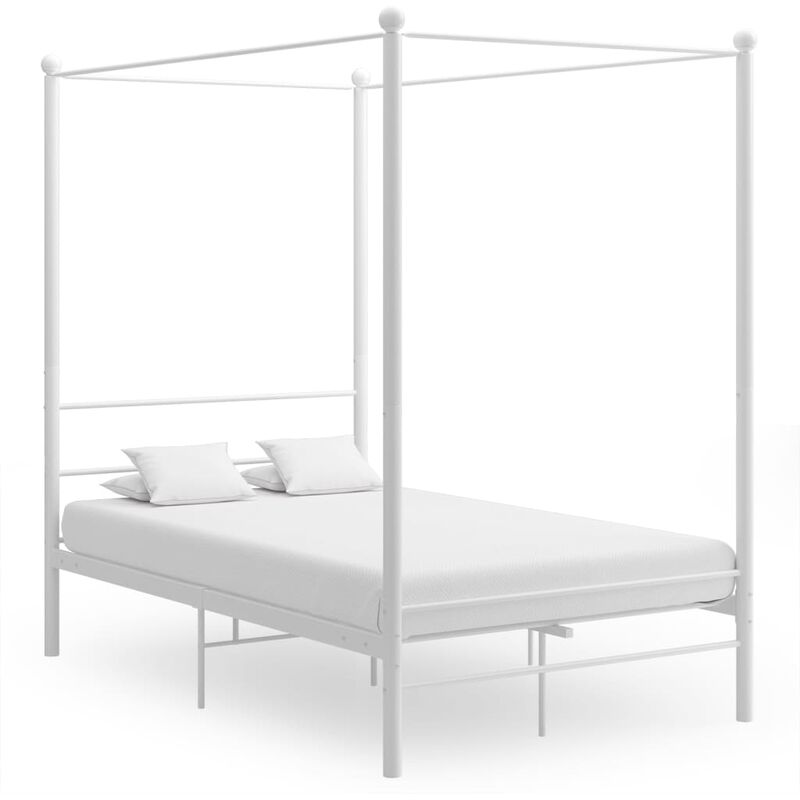 

estructura de cama con dosel metal blanco 140x200 cm - Rogal