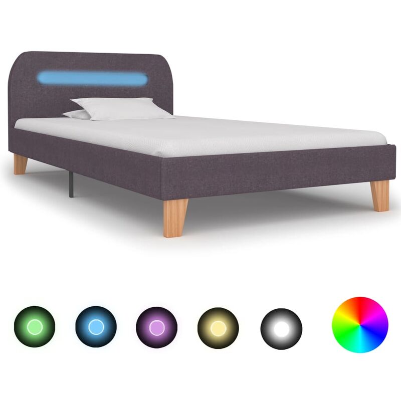 

estructura de cama con led tela gris topo 90x200 cm - Rogal