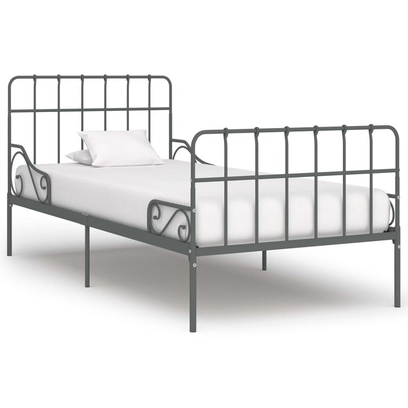 

estructura de cama con somier metal gris 90x200 cm - Rogal