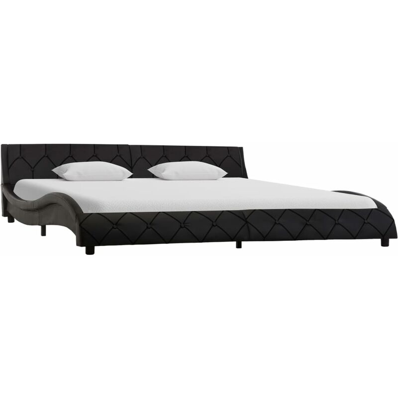 

estructura de cama cuero sintético negro 180x200 cm - Rogal