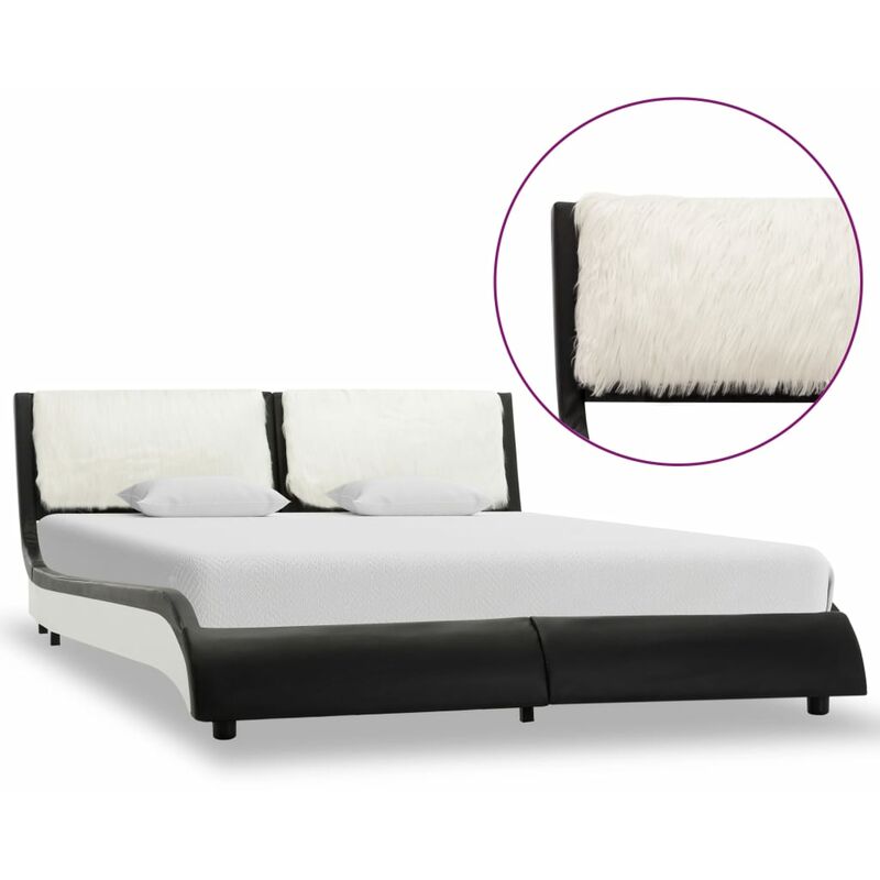 

estructura de cama cuero sintético negro y blanco 120x200 cm - Rogal